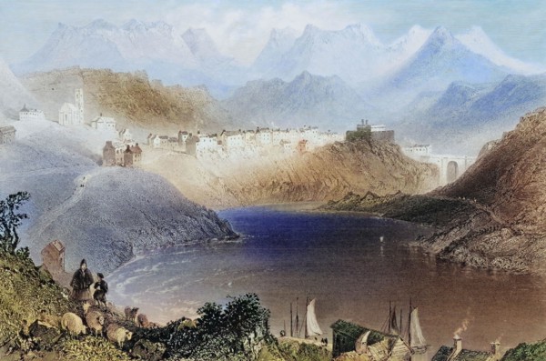 Clifden. Connemara. County Galway. Ireland. from The Landscape and Antiquities of Ireland. 1841.