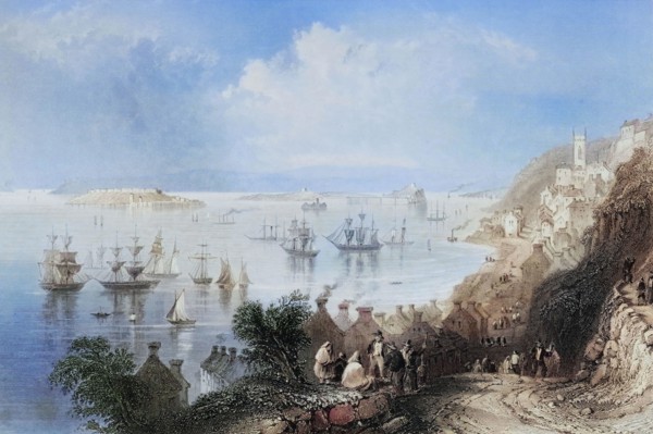 Cove Harbour. County Cork. Ireland. from The Scenery and Antiquities of Ireland. 1841. digital