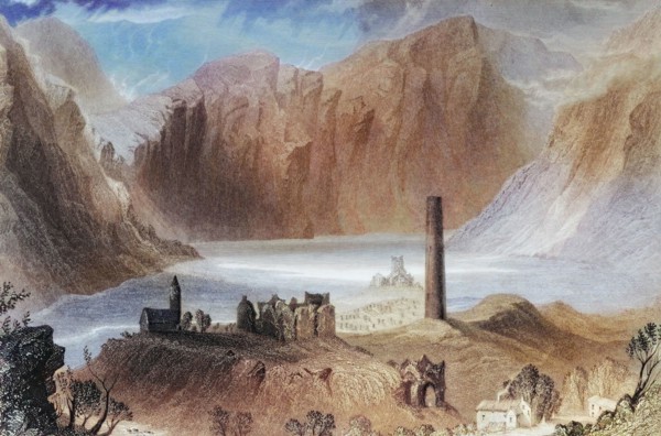 Glendalough. County Wicklow. Ireland. from The Landscape and Antiquities of Ireland. 1841. digital