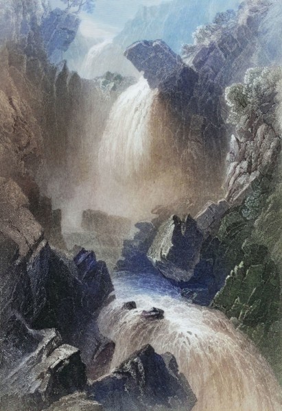 Head of the Devil's Glen. County Wicklow. Ireland. from The Scenery and Antiquities of Ireland.