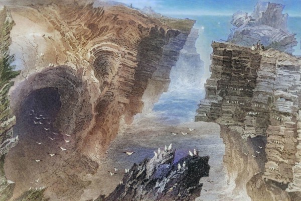 Puffin Hole. near Kilkee. County Clare. Ireland. from Scenery and Antiquities of Ireland. 1841.
