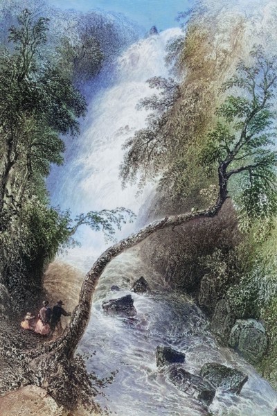 Turk Cascade. Killarney. County Kerry. Ireland. from The Scenery and Antiquities of Ireland. 1841.