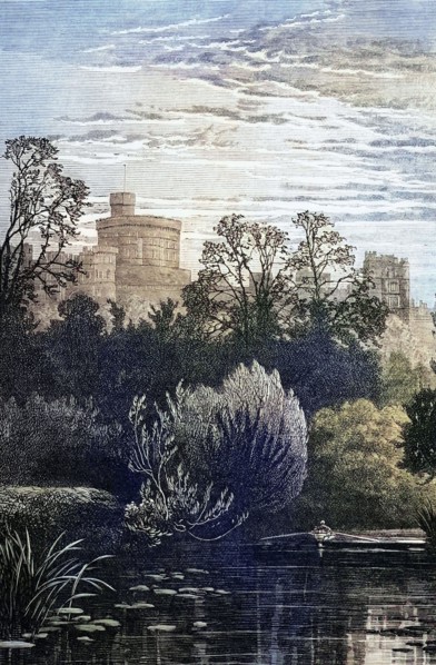 Windsor Castle is a medieval castle and royal residence in Windsor. 1800. Berkshire. England.