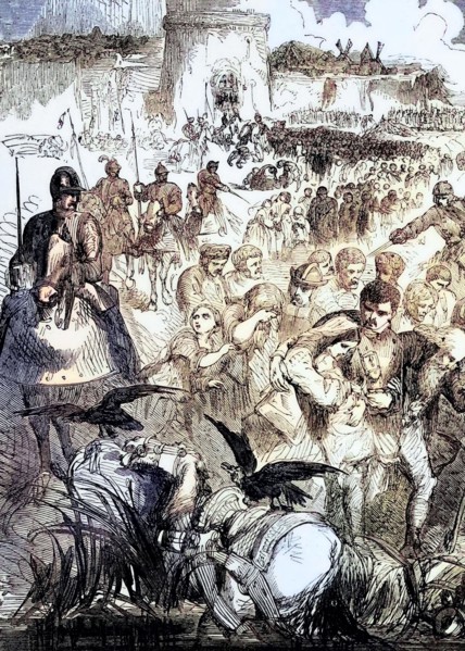 The withdrawal of the citizens during the Siege of Calais in the spring of 1558 during the Italian