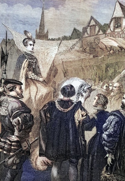 Queen Elizabeth I entering London for her coronation on 15 January 1559. England. digital