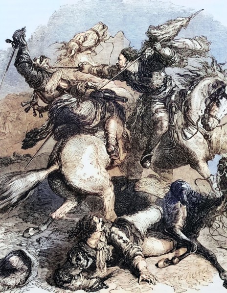 A battle for the standard at the Battle of Edgehill (or Edge Hill) in southern Warwickshire. the