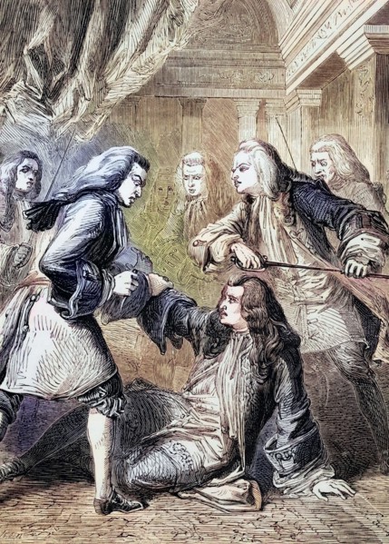 The attempted assassination of Robert Harley. First Lord of the Treasury and Prime Minister to