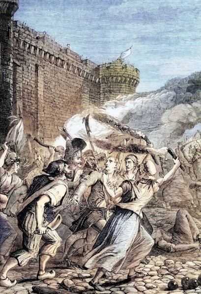 The storming of the Bastille by the Parisian revolutionaries on the morning of July 14. 1789. The