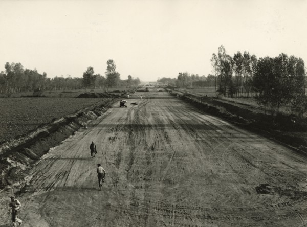 Highway construction work near Milan