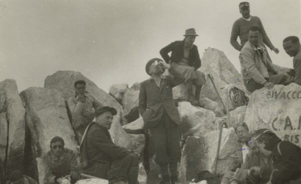Hikers stopping on the Adamello. 1936