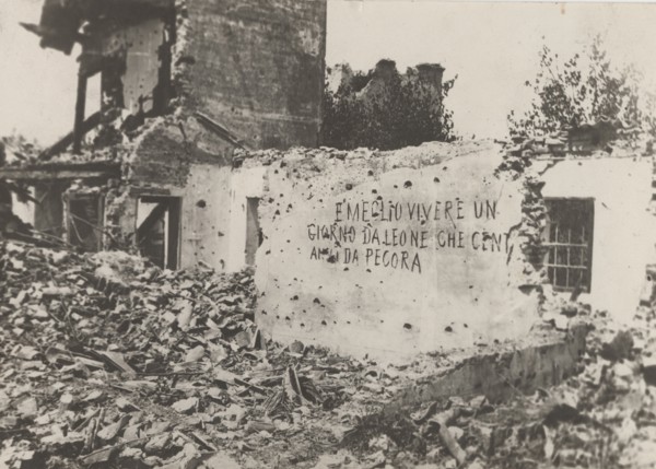 Buildings hit by bombing.