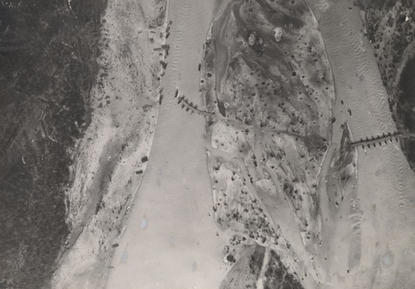 Austrian bridges at Villa Jacur, one of which was destroyed by Italian artillery.