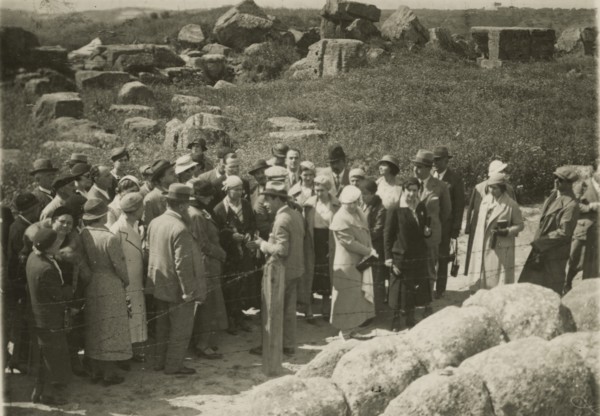 Remains of a telamon in the Valley of the Temples in Agrigento. 1924