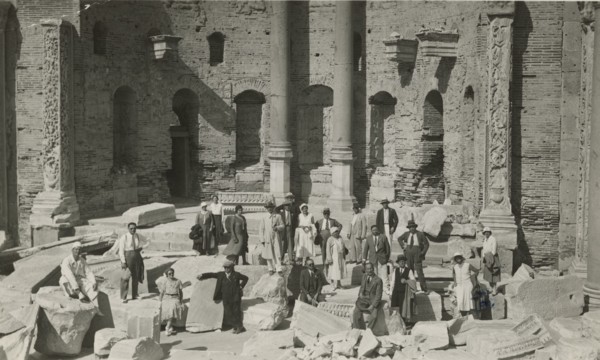 Excursionists in the Basilica of the Severi in Leptis Magna. 1931