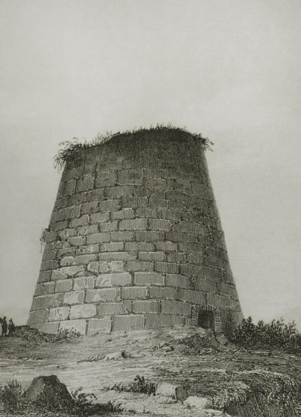 Sardinia. Nuraghe, megalithic building. Drawing by Vormser. Engraving by A. Kinnewel. Lemaitre