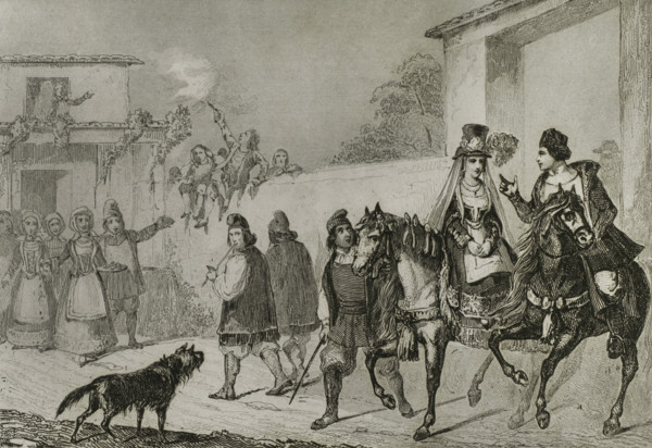 Sardinia. Sardinian weddings. Engraving by Chaillot. Lemaitre direxit. History of Malta and Gozo,