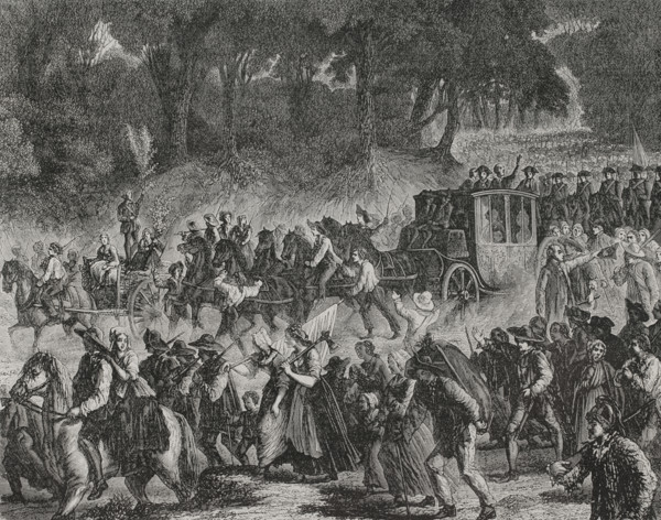 French Revolution. Flight to Varennes (20-21 June 1791). King Louis XVI (1754-1793) and his family