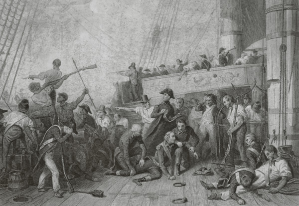 Death of Counter admiral Magon (1763-1805) at the Battle of Trafalgar, 21 October 1805, in command