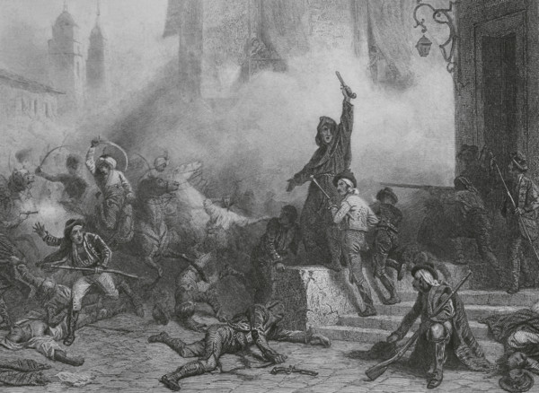 Peninsular War (1808-1814). Dos de Mayo Uprising, 1808. Insurrection of the people of Madrid.