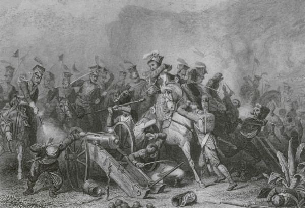 Peninsular War. Battle of Somosierra (Spain) (November 30, 1808). Polish cavalry, commanded by Jan