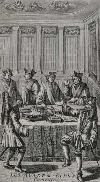 Les Academiciens"". Comedy in verse by French writer Charles de Saint-Evremond (1614-1703),