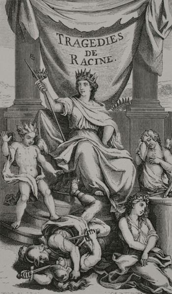 Tragedies de Racine. Illustration for the frontispiece of the first edition of the Works of Jean