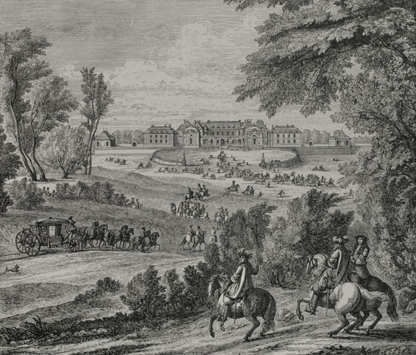 France. Arrival of King Louis XIV (1638-1715), preceded by his guard, at the former Palace of