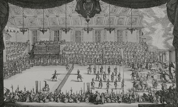 France. Le Combat a la Barrière (Combat at the Barrier). Hall where the Grand Tournament was held