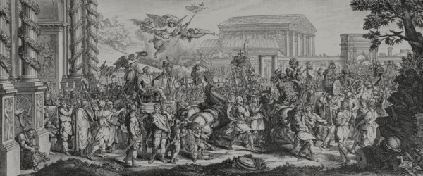 The Triumph of Constantine over Maxentius. It took place at the Battle of Milvian Bridge, one of