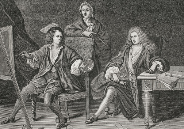 France. Composer André Campra (1660-1744), seated on the right; librettist Antoine Danchet
