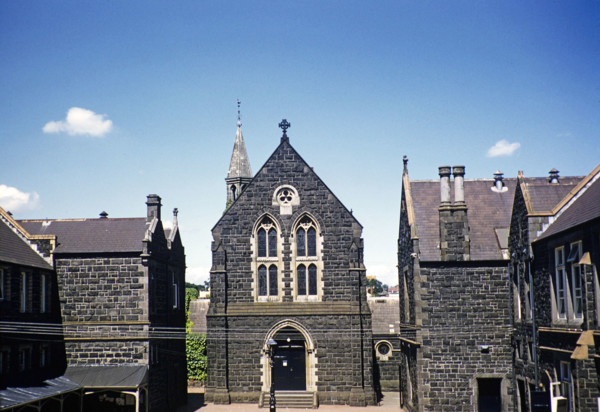 Buildings and grounds of Melbourne Grammar School, Melbourne, Victoria, Australia 1956 - chapel.