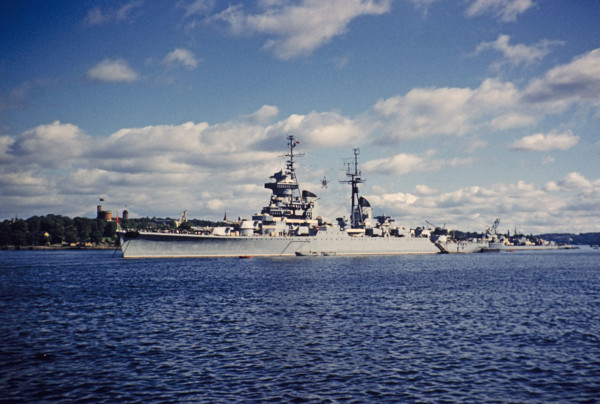 Russian navy destroyer warship in harbour, Stockholm, Sweden 1958.