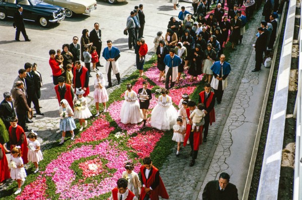 Street religious procession, Procissao de Senhor der Infernos, Furnas, Sao Miguel Island, Azores,