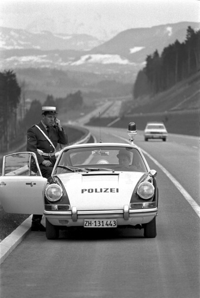 Motorway police in action, Zurich 1968