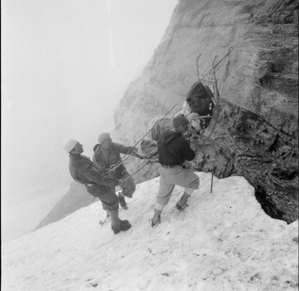 Recovery of two Italian and two German alpinists at the Eiger north face 1957