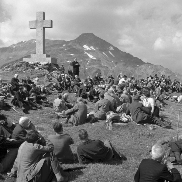 Swiss Alp Society at Piz Calmot, 1957