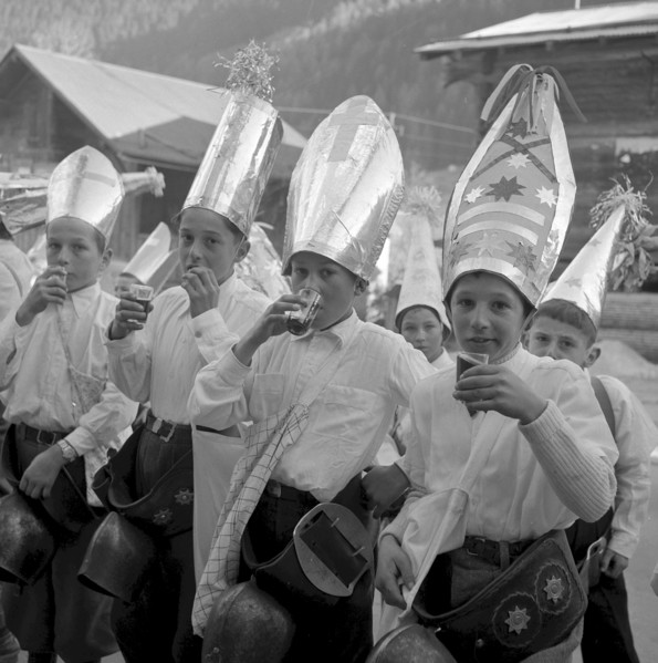 Sankt Nikolaus celebration in Goms 1957