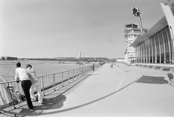 Viewing deck, platform, terrace at Zurich Kloten airport 1971