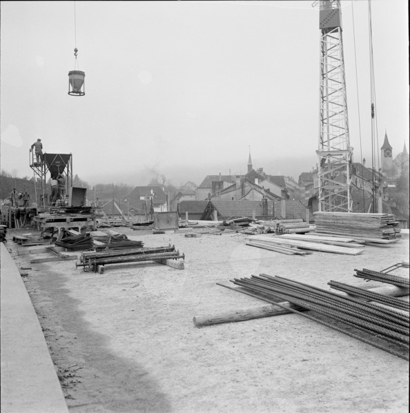 Lausanne - Yverdon connection road under construction 1957