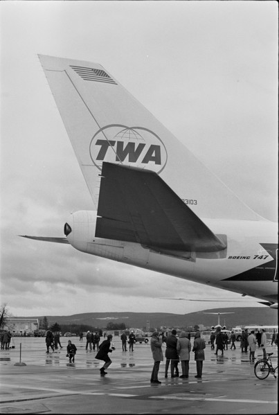 Jumbo jet, Zurich Kloten airport 1970