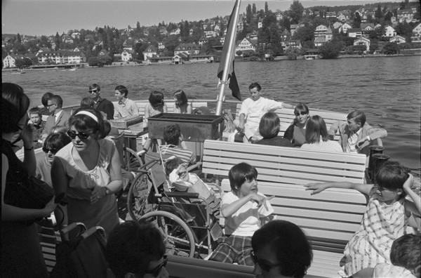 Disabled children go for an outing, invited by the St Nicholas association 1967