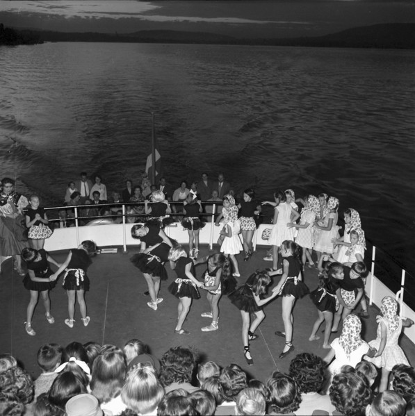 Excursion of ballet school ""Rief"" on boat Santis, 1959