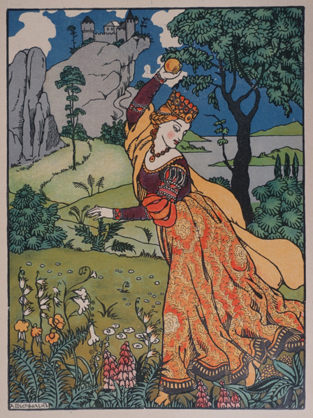 Illustration from book ""The Tale of the Frog Prince"" 1914 Drawing by AK Westfalen