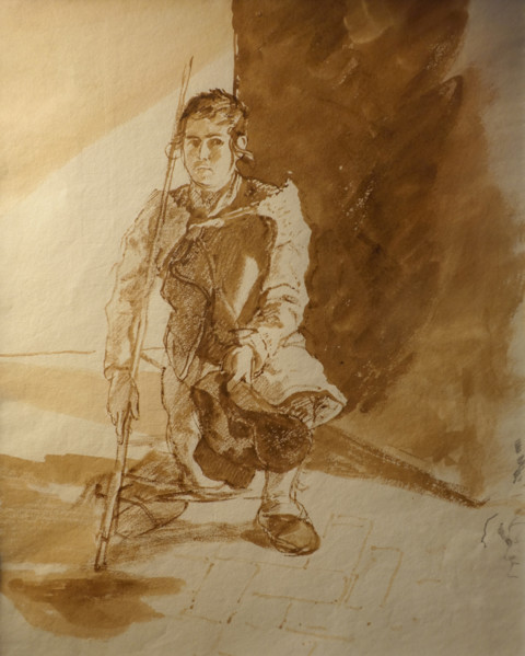 Pilgrim kneeling Sketch of a man's profile Late 1820s Bryullov Karl Pavlovich (1799-1852) Italian album