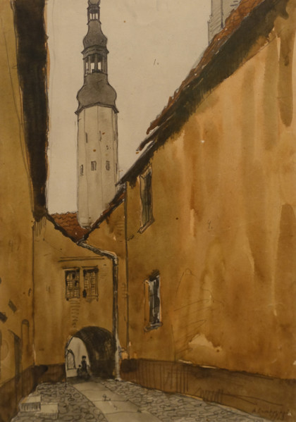 Revel (Tallinn, Estonia) Road to Vyshgorod 1912 Anna Ostroumova-Lebedeva (1871-1955) Watercolour