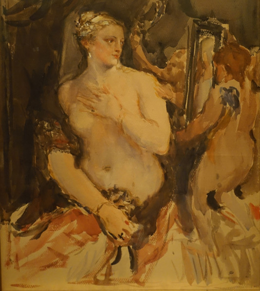 Venus with a Mirror 1890s Serov Valentin (1865-1911) Watercolour on paper