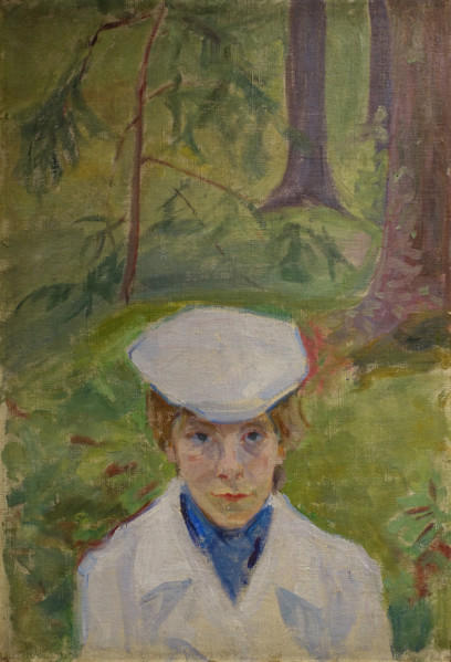 Portrait of Elena Guro (1877-1913), the artist's wife 1910s Mikhail Vasilyevich Matyushin (1861-1934)