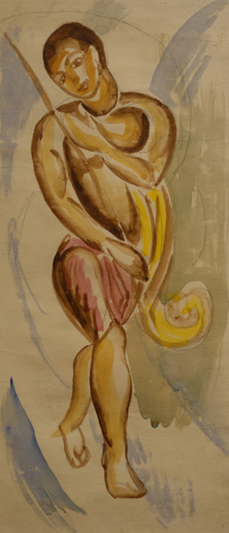 Figure of a boy Early 1910s Sketch-version of painting Le Dentu Mikhail  (1891-1917)
