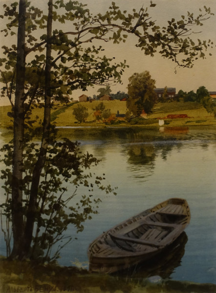 Landscape with a boat 1891 Albert Nikolaevich Benois (1852-1936) Watercolour