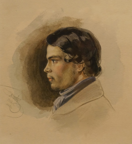Portrait of Konstantin Chernyshev (1832-1853) the Artist 1853 Andrey Popov (1832-1896)